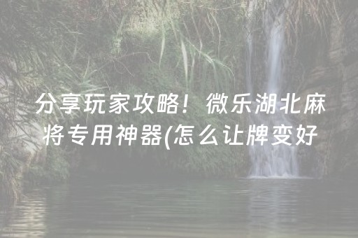 分享玩家攻略！微乐湖北麻将专用神器(怎么让牌变好)
