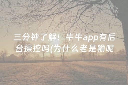 三分钟了解！牛牛app有后台操控吗(为什么老是输呢)