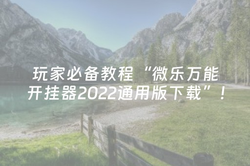 玩家必备教程“微乐万能开挂器2022通用版下载”！详细开挂教程（确实真的有挂)-知乎