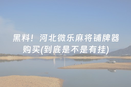 黑料！河北微乐麻将铺牌器购买(到底是不是有挂)
