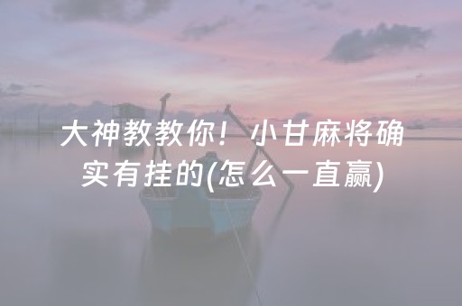 大神教教你！小甘麻将确实有挂的(怎么一直赢)