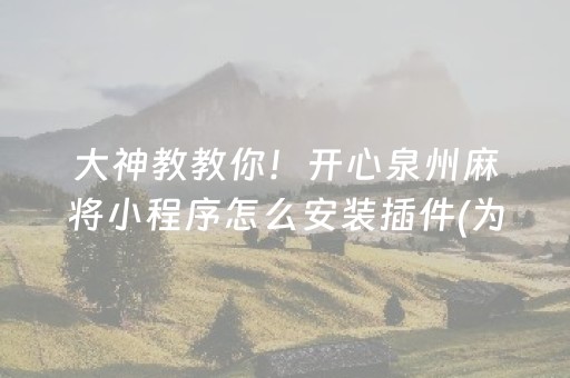 大神教教你！开心泉州麻将小程序怎么安装插件(为什么一直输)