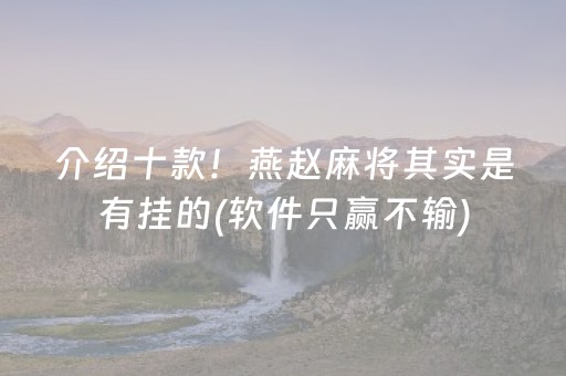 介绍十款！燕赵麻将其实是有挂的(软件只赢不输)