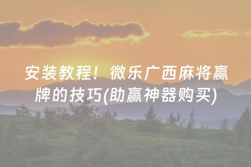 安装教程！微乐广西麻将赢牌的技巧(助赢神器购买)