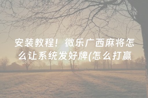 安装教程！微乐广西麻将怎么让系统发好牌(怎么打赢的几率大)