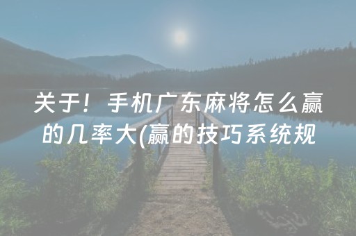关于！手机广东麻将怎么赢的几率大(赢的技巧系统规律)