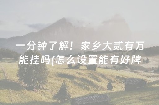 一分钟了解！家乡大贰有万能挂吗(怎么设置能有好牌)