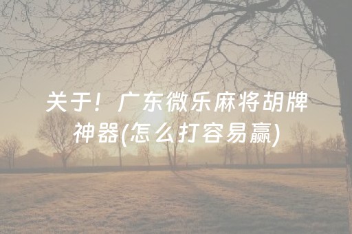 关于！广东微乐麻将胡牌神器(怎么打容易赢)