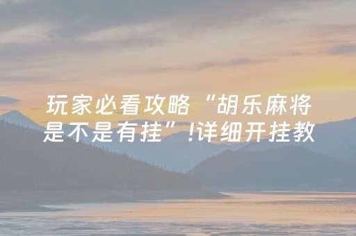 玩家必看攻略“胡乐麻将是不是有挂”!详细开挂教程-知乎