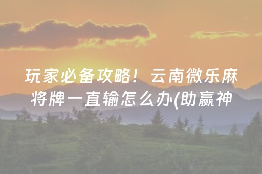 玩家必备攻略！云南微乐麻将牌一直输怎么办(助赢神器)