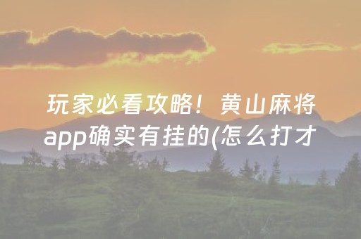 玩家必看攻略！黄山麻将app确实有挂的(怎么打才赢)