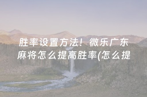 胜率设置方法！微乐广东麻将怎么提高胜率(怎么提手拿好牌)