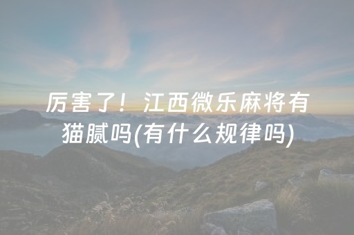厉害了！江西微乐麻将有猫腻吗(有什么规律吗)
