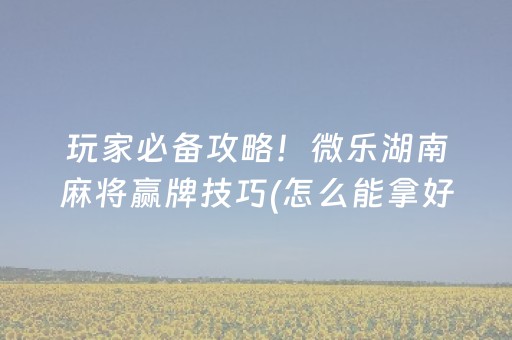 玩家必备攻略！微乐湖南麻将赢牌技巧(怎么能拿好牌)