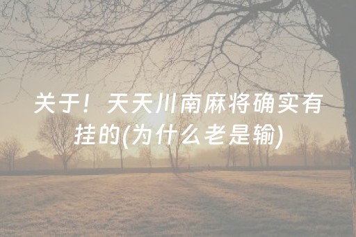 关于！天天川南麻将确实有挂的(为什么老是输)