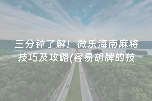 三分钟了解！微乐海南麻将技巧及攻略(容易胡牌的技巧)