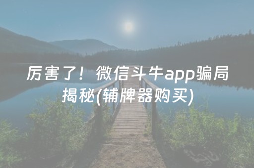 厉害了！微信斗牛app骗局揭秘(辅牌器购买)