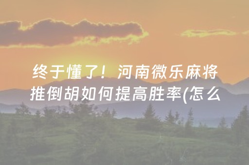 终于懂了！河南微乐麻将推倒胡如何提高胜率(怎么设置才能赢)