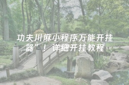 功夫川麻小程序万能开挂器”！详细开挂教程（确实真的有挂)-知乎