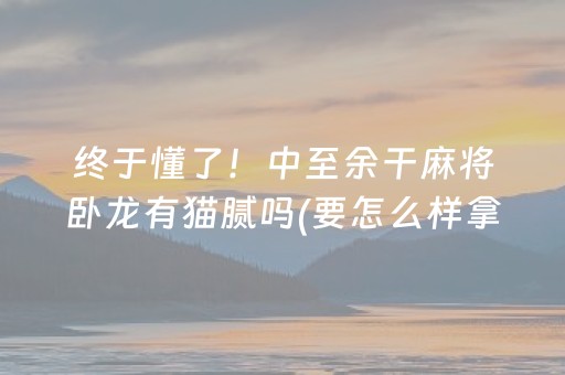 终于懂了！中至余干麻将卧龙有猫腻吗(要怎么样拿到好牌)