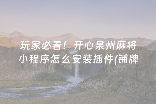 玩家必看！开心泉州麻将小程序怎么安装插件(铺牌器购买)
