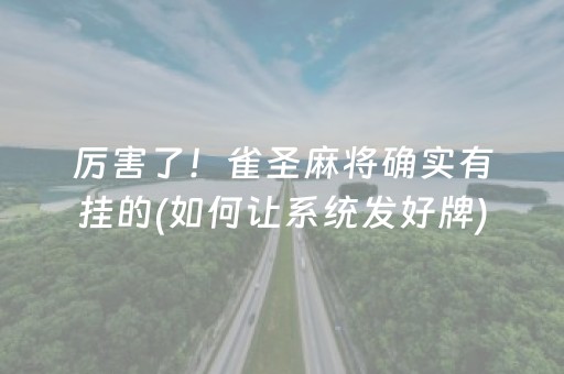 厉害了！雀圣麻将确实有挂的(如何让系统发好牌)