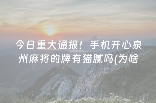 今日重大通报！手机开心泉州麻将的牌有猫腻吗(为啥总是输)