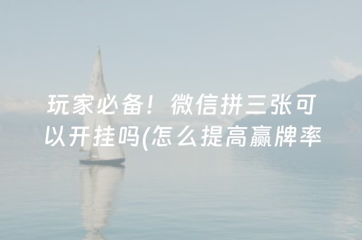 玩家必备！微信拼三张可以开挂吗(怎么提高赢牌率)
