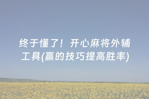 终于懂了！开心麻将外辅工具(赢的技巧提高胜率)