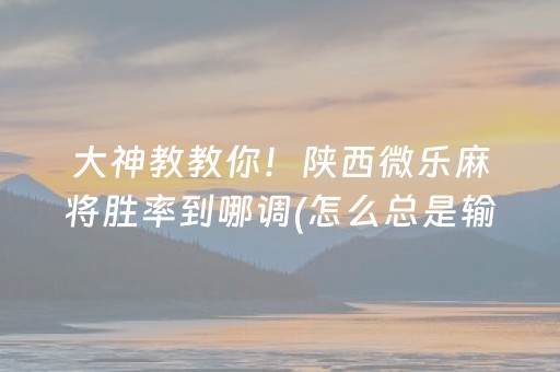 大神教教你！陕西微乐麻将胜率到哪调(怎么总是输)