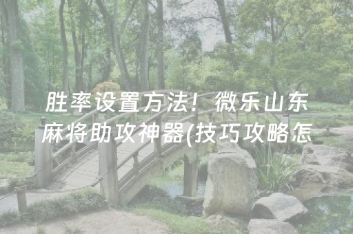 胜率设置方法！微乐山东麻将助攻神器(技巧攻略怎样拿好牌)