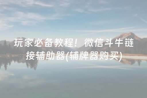 玩家必备教程！微信斗牛链接辅助器(辅牌器购买)