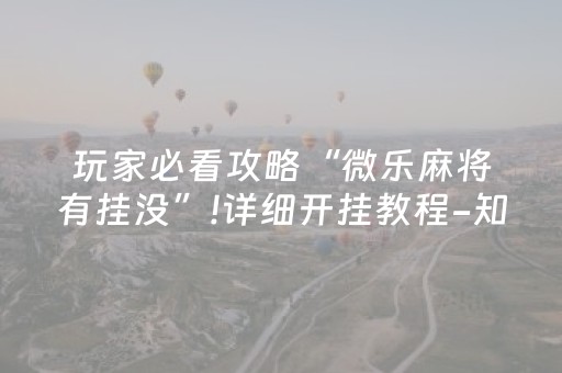 玩家必看攻略“微乐麻将有挂没”!详细开挂教程-知乎