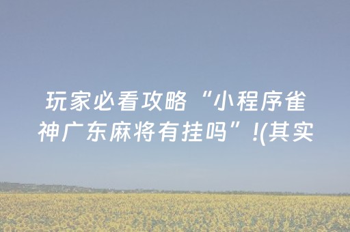 玩家必看攻略“小程序雀神广东麻将有挂吗”!(其实确实有挂)-知乎