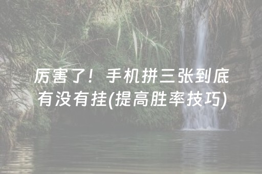 厉害了！手机拼三张到底有没有挂(提高胜率技巧)