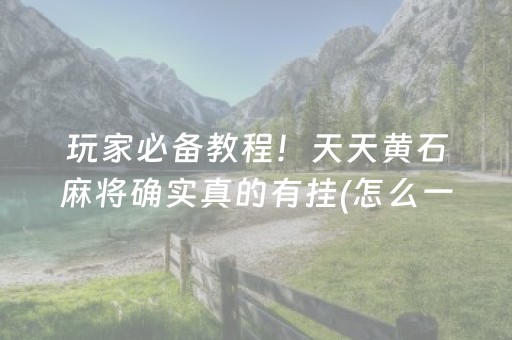 玩家必备教程！天天黄石麻将确实真的有挂(怎么一直输)