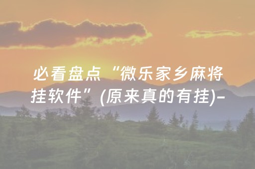 必看盘点“微乐家乡麻将挂软件”(原来真的有挂)-知乎