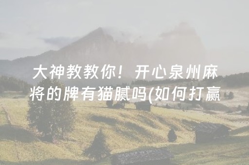 大神教教你！开心泉州麻将的牌有猫腻吗(如何打赢有插件吗)