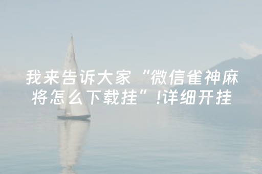 我来告诉大家“微信雀神麻将怎么下载挂”!详细开挂教程-知乎