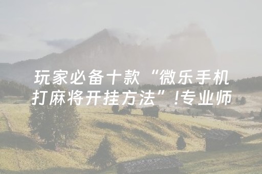 玩家必备十款“微乐手机打麻将开挂方法”!专业师傅带你一起了解（详细教程）-知乎