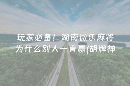 玩家必备！湖南微乐麻将为什么别人一直赢(胡牌神器有猫腻吗)