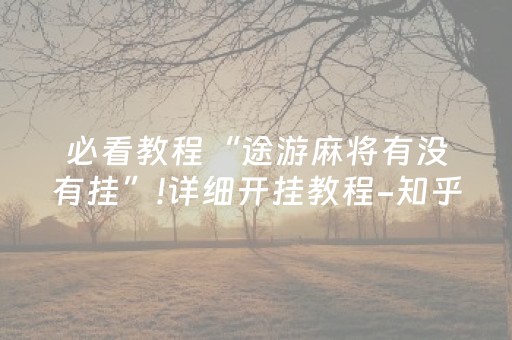 必看教程“途游麻将有没有挂”!详细开挂教程-知乎