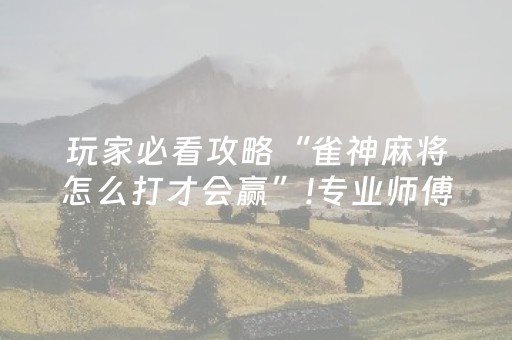 玩家必看攻略“雀神麻将怎么打才会赢”!专业师傅带你一起了解（详细教程）-知乎