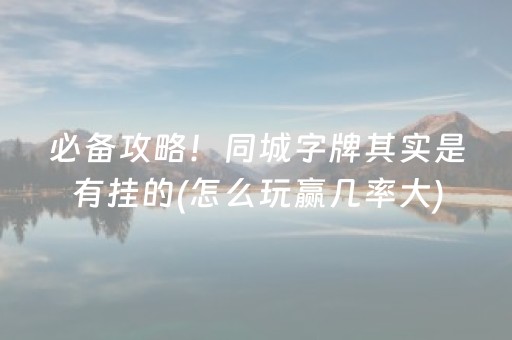 必备攻略！同城字牌其实是有挂的(怎么玩赢几率大)
