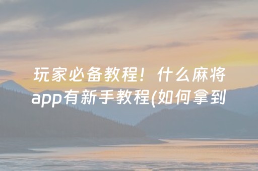 玩家必备教程！什么麻将app有新手教程(如何拿到好牌)