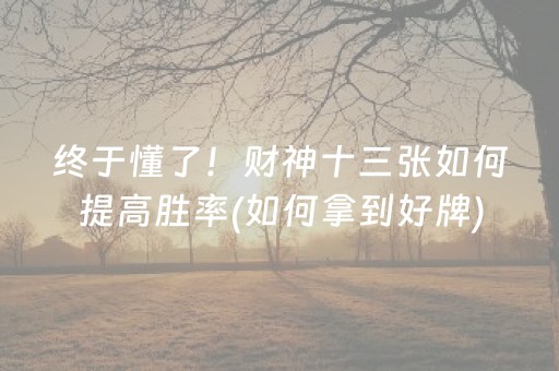 终于懂了！财神十三张如何提高胜率(如何拿到好牌)