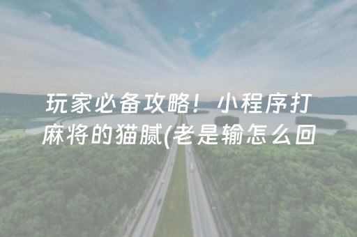 玩家必备攻略！小程序打麻将的猫腻(老是输怎么回事)