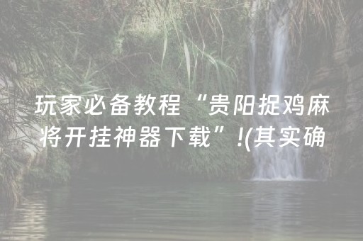 玩家必备教程“贵阳捉鸡麻将开挂神器下载”!(其实确实有挂)-知乎