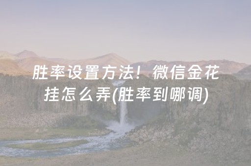 胜率设置方法！微信金花挂怎么弄(胜率到哪调)