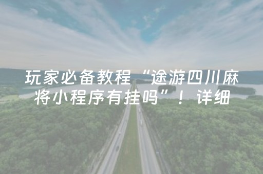 玩家必备教程“途游四川麻将小程序有挂吗”！详细开挂教程（确实真的有挂)-知乎
